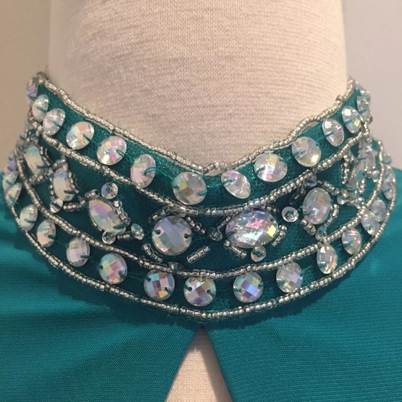 Sea green beaded gown - Picture 5 of 6